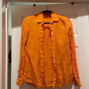 Massimo Dutti Orange Linen Button-Up Shirt, size US 6